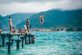 How Swimming Affects Health? Family & Friends Enjoy Swimming in the Ocean Pool